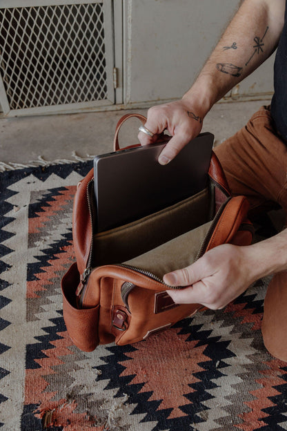 Leather Rover Backpack - Olive