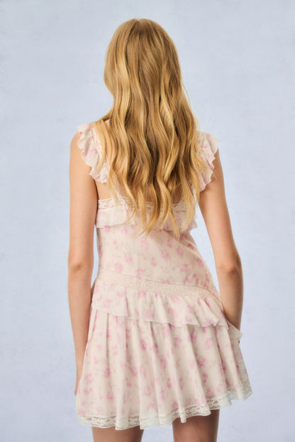 Serima Fragrance Print Mini Dress - STERLING DUSK