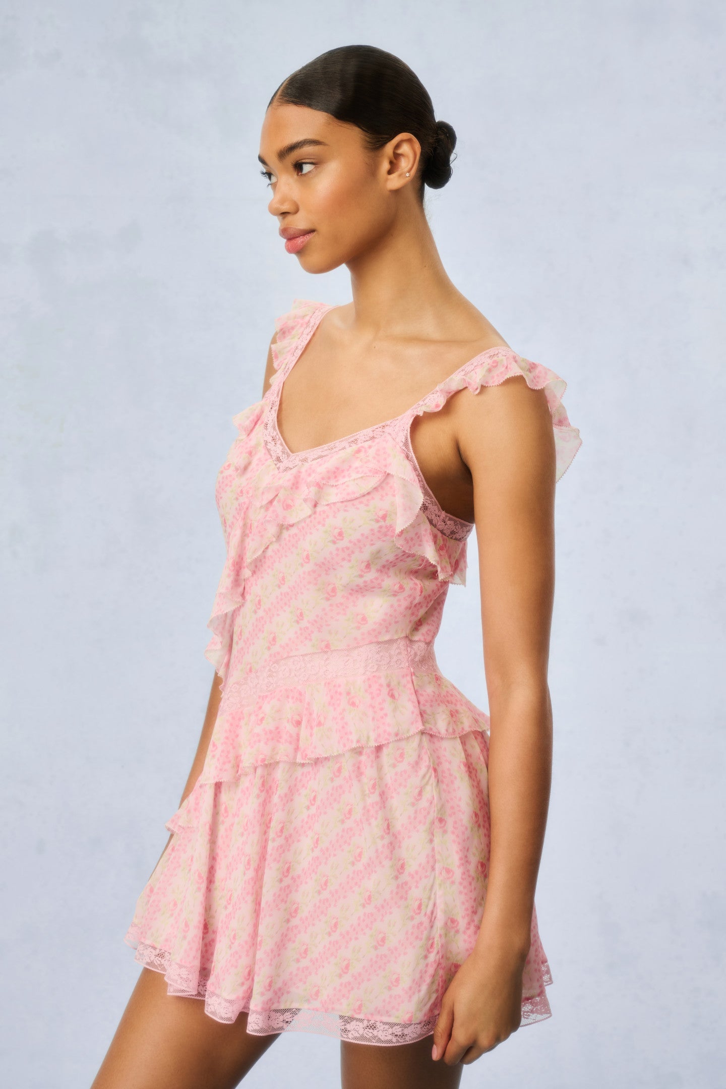 Serima Fragrance Print Mini Dress - STRAWBERRY MACAROON