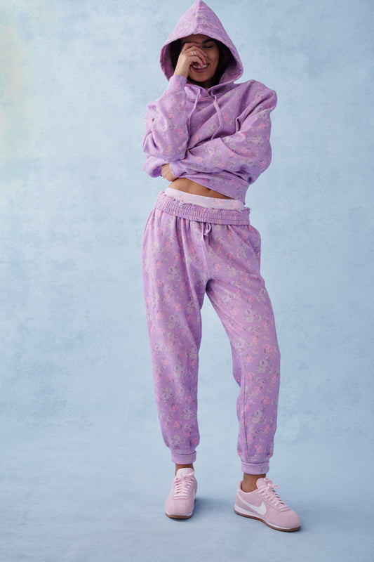 Nacova Floral Cotton Hoodie - HIBISCUS