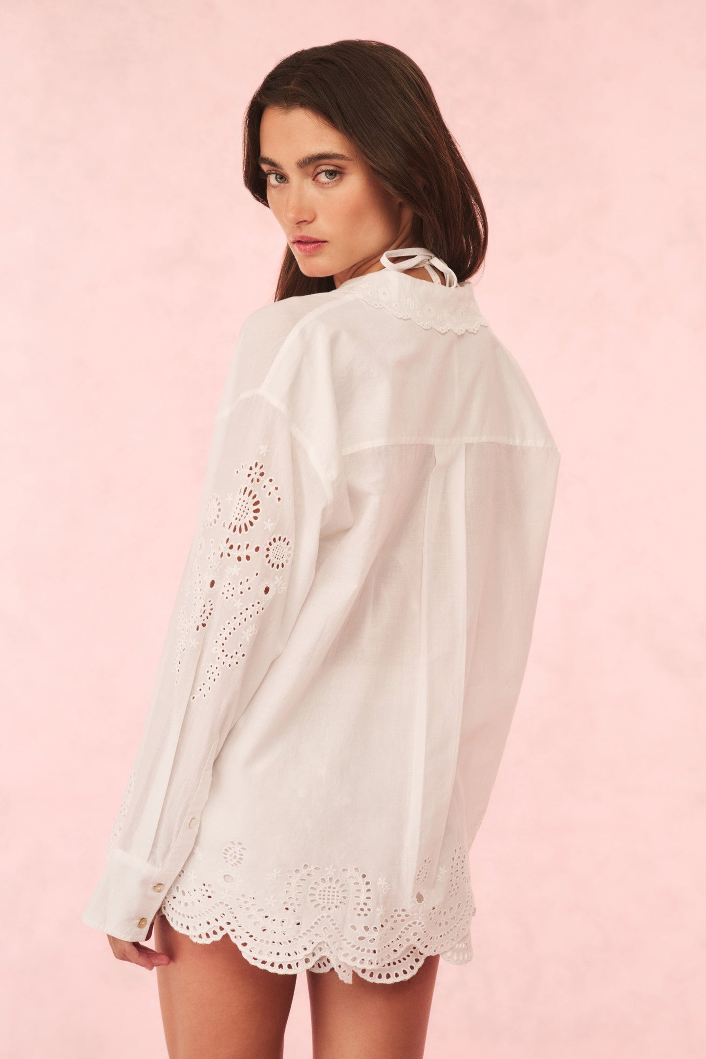 Orsay Cotton Eyelet Button Down Blouse