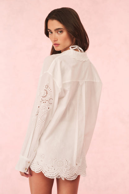 Orsay Cotton Eyelet Button Down Blouse